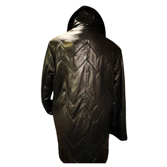 Vera Pelle Black Leather Quilted Women's Coat NEW WITH TAGS Size M - Picture 14 of 15